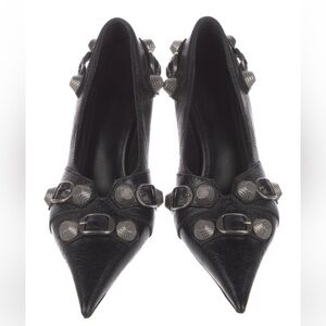 Balenciaga Cagole Leather Black Pumps with Buckle Straps